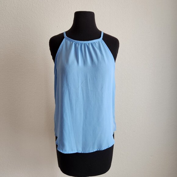 Papaya Light Blue Halter Neck Tank Top Blouse Small - Picture 6 of 6